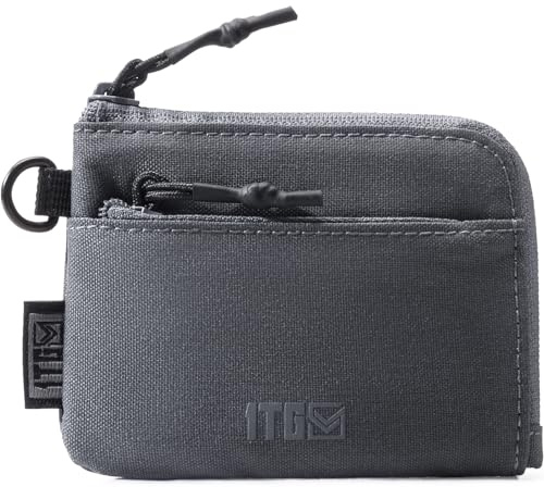 1TG Tactical Portamonete, Portafoglio minimalista in NYLON 500D, Portamonete per il cambio, Porta carte d'identità, Pochette per soldi, Borsa tattica con cerniera YKK-Grigio