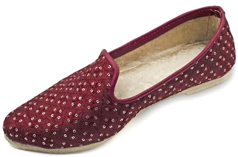 Chandrakala Punjabi Jutti for Men’s Shoes Wedding Khussa Traditional Handmade Ethnic Loafers, 9,Maroon (MF106MAR11)