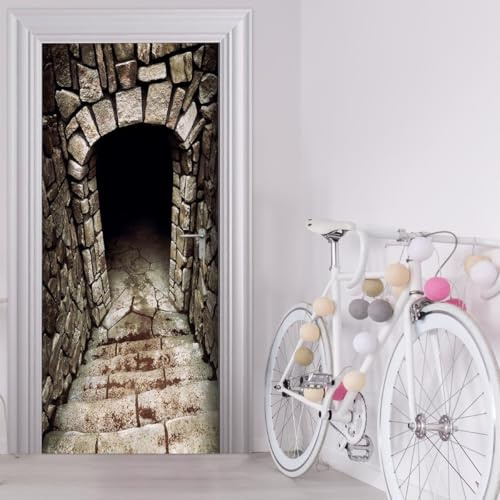 Türbekleben Retro-Keller Türtapete, Selbstklebend TürPoster Keller Türbilder, 3D Fototapete Türfolie Poster Tapete Türaufkleber Tür Tapeten 77 x 200 cm q.4145