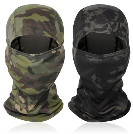 Motorrad Sturmhaube - Hochwertige Balaclava 2 Loch - Praktisch und Strapazierfähig, Perfekt für Outdoor-Aktivitäten - Camouflage-Set in Schwarz und Grün