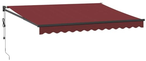 vidaXL Gelenkarmmarkise, Markise Ausziehbar Automatisch, Sonnenmarkise für Terrasse Balkon, Sonnenschutz Balkonmarkise Terrassenmarkise, Weinrot 350x250cm