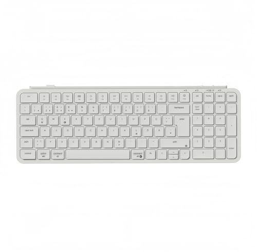 Keychron B2 Pro Ultra-Dünne Drahtlos-Tastatur, 96% DE-ISO-Layout 3 Moden 2.4GHz/Bluetooth/Wired ZMK-Customisierung Scherefuß-Tastendesign Tastendämpfung kompatibel mit Windows/Mac (Weiß)
