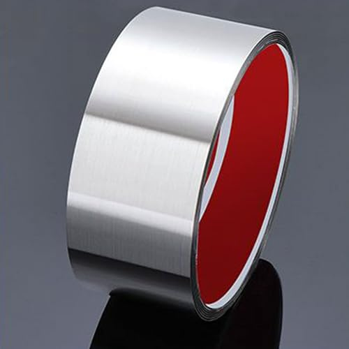 3 metri modanatura flessibile e rivestimento da parete, autoadesiva bordo decorativo, finitura in acciaio inox, per piastrelle, specchio, soffitt(Size:Width 4.5cm/1.77inch ,,Color:Argento spazzolato)