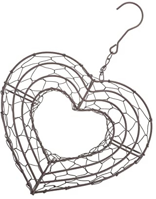 Sosoport Heart Shape Wreath Form Iron Hanging Planter for Succulent Creative Plant Hanging Basket for Indoor Garden Decoration for Living