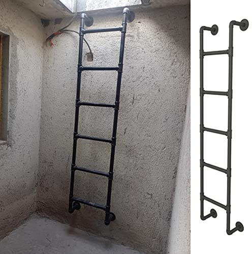 Sgabello a scaletta resistente per soffitte e letti a castello, capacità di 150 kg, durevole sgabello in ferro forgiato per spazi alti, finestre, pozzi, multiuso, uso domestico e garage