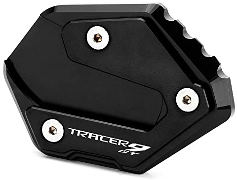 Motorrad Seitenständer Unterlage Für Für Tracer 9 9gt 2021 2022 2023 TRACER9 GT TRACER9GT Motorradständer Seitenständerplatte Fußverlängerung(Black-LOGO1)