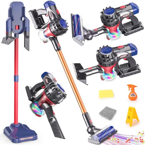 LumenVela Aspirapolvere Giocattolo Bambini, 3-in-1 Aspirapolvere Giocattolo Funzionante Set Pulizia Giocattolo Regali per Bambini e Bambine dai 3 ai 6 Anni (Modello Avanzato)