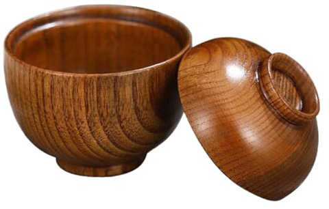 MUELODSIC Cuenco Japonés con Tapa de Madera para Servir y Aperitivos