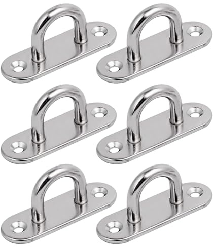 6 pezzi Piastre per Occhielli in Acciaio Inox, Placca Occhiello Eye Piastra, Gancio da Muro Piastra, Placca Occhiello in Acciaio Inossidabile, Occhielli Inox a U Resistenti, Gancio Muro Occhielli