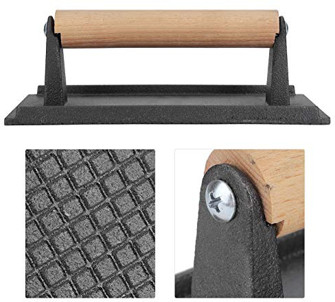 Naroote Burger Press, Burger Smasher Smasher Duty Duty Cast Iron Grill Press et Steak Weight Barbecue Griddle avec Manche en Bois Presse de Tortilla pour Chauffeur, Grill Extérieur, Panini, Tortilla
