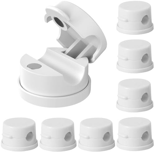 8PCS 360°Rotatable Cable Tidy Clips, Spring Cord Organiser, Adhesive Cable Clips with Strong Magnets, Cable Holder Clips for Desk & Wall, White Cord Organizer for iPhone USB Kitchen Cables