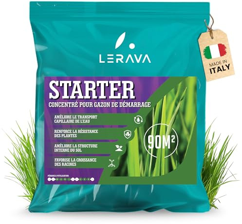 LERAVA Rasendünger Starter (180 m²) - aktiviert Wurzelwachstum - ideal für Rasensamen ohne Verbrennungsgefahr - stärkt Widerstandskraft und Wurzeln - Startdünger für dichte Rasenflächen