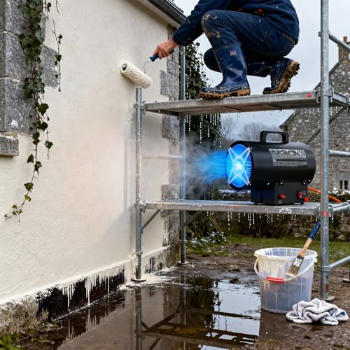 Suusolny Ventola di riscaldamento a gas 15 kW - Riscaldatore a gas mobile e riscaldamento a gas con accensione piezoelettrica, protezione dall'acqua IPX4, ventilatore ad aria calda professionale per