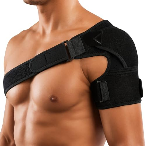 AUYAO Attelle Épaule à Bandage Réglable, Support D'épaule pour Tendinite, Douleur, Épaulière en Néoprène Maintien pour Prévention et Récupération des Blessures Sportives, Respirant (Gauche)