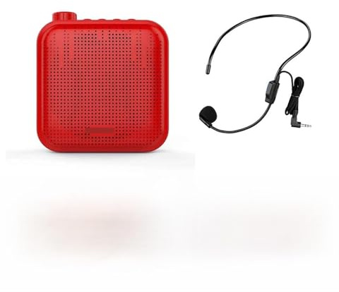 BINGNU Sprachverstärker, Sprachverstärker Megaphon Mini -Audio -Lautsprecher mit Mikrofonladierbarer Ultralight for Lehrer Guide(Red-Wired)
