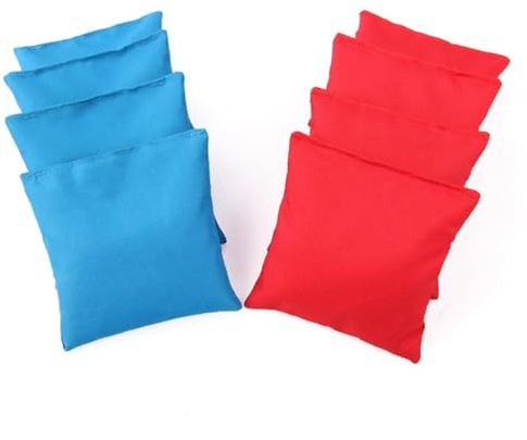 Lot de 8 sacs de cornhole Bean Bag - 4 sacs rouges et 4 bleus, sacs en tissu remplis de maïs pour jeu en plein air