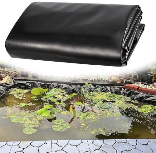 Kraftigt svart vattentätt dammfoderark för trädgårdsdammar, pooler, fontäner, vattenfall och kultur - finns i storlekar 2 x 6 m, 5 x 10 m, 7 x 12 m