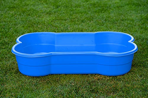 DogsLand Piscina para Perros XXL en Forma de Hueso - 120 cm, Azul, para Perros Grandes y pequeños, Piscina para jardín y balcón, Piscina Infantil a Prueba de mordeduras y Garras