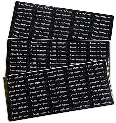 150 etichette adesive personalizzate - nero 36x7mm - per matite, penne e pennarelli - Adesivi scolastici impermeabili - Adesivi con nome scuola per contrassegnare oggetti - Testo desiderato