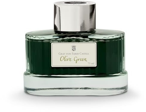 Graf von Faber-Castell 141015 - Encrier Olive Green, 75 ml, encre indélébile dans un encrier élégant