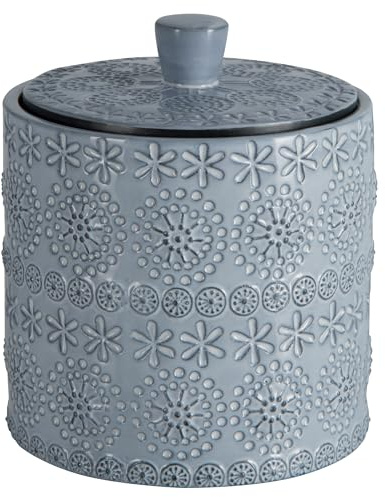 Spirella Kollektion Relief, Behälter Ø9,3x11 cm (0,42 l), Porzellan, Grau, (0.42 l)
