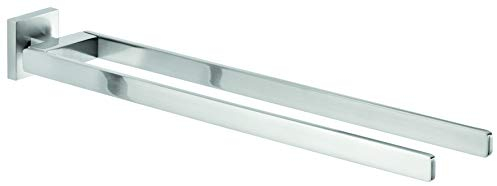 tesa EXXCLUSIV Bad Handtuchhalter, 2-armig, verchromt - rostfrei, zur Wandbefestigung ohne Bohren, inkl. Klebelösung - 72mm x 50mm x 450mm