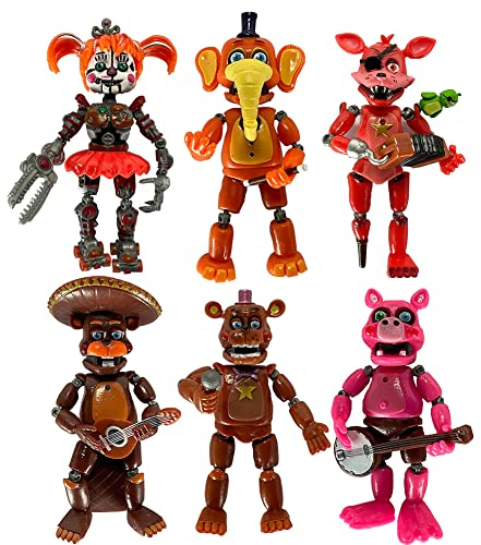 Zhongkaihua FNAF Actionfigur, Puppen mit Lichtern, FNAF-Ornamente, FNAF-Schlüsselanhänger, FNAF-Bausteine, Weihnachtsgeschenke für Kinder