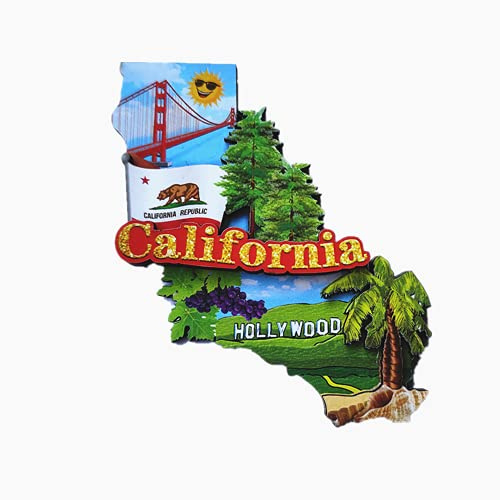 Kühlschrankmagnet, 3D-Karte, Kalifornien, USA, Amerika, Souvenir, Geschenk, Holzhandwerkskollektion