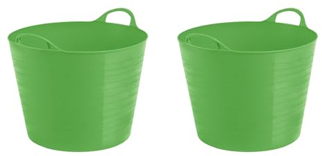 TENLITE 2x Large 40 Litre Flexi Tub (Lime Green) Robust Flexible Storage Container Bucket for home, garden, office