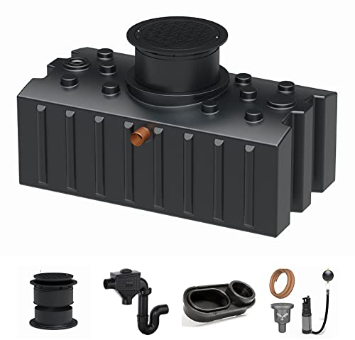 Zisterne Flachtank 2000 Liter Komfort III inkl. Ausgleichsdom, Deckel, Regenwasserfilter mit Siphon, beruhigtem Zulauf und Regenwasserpumpen-Set - Regenwasserbehälter bzw. Regenwassertank unterirdisch