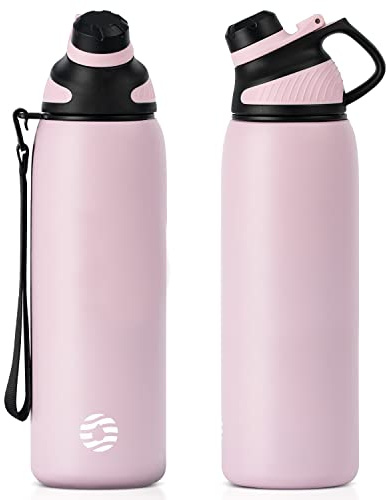 Fjbottle Edelstahl Trinkflasche Sport mit Magnetischem Deckel 1L, 800ml, 600ml, 400ml BPA-Frei Auslaufsichere Kinder Flasche - Kohlensäure geeignet 1500ML Wasserflasche Thermo für Schule, Fitness