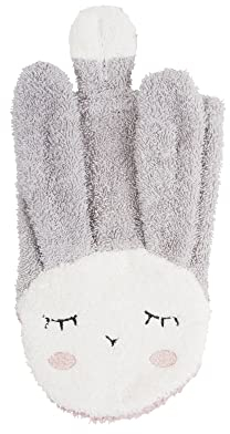 kikadu Bio-Baumwolle Hippo Waschlappen für Kinder, 20x14cm, Maschinenwäsche 40° (Hase Silbergrau)