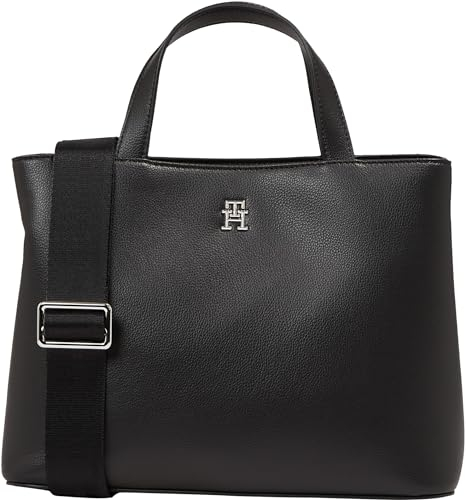 Tommy Hilfiger Damen Tasche Essential Satchel mit Reißverschluss, Schwarz (Black), Onesize