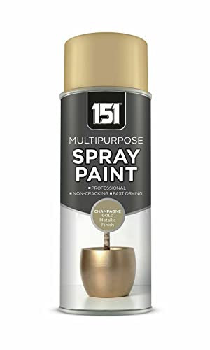 AlezyB - 1 x Metallic Champagne Gold Spray Paint 400ml - 151 Aerosol Spray for Metal and Wooden Furniture, Ornaments for Multi-Purpose Use and Decorative Items and Much More for Interior & Exterior