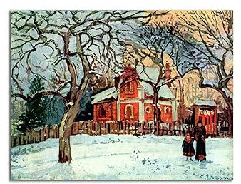 EVANEM Impressionismus Leinwand Wandkunst Bilder. Camille Pissarro Leinwandgemälde. Kastanienbäume Ölgemälde Reproduktion für Wohnkultur 50x65cm ungerahmt