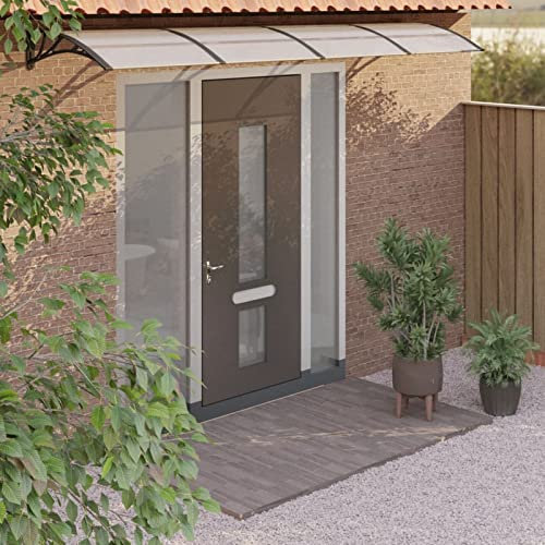 LAPOOH Türvordach Schwarz und Transparent 350x80 cm Polycarbonat Vordach Für Haustür, überdachung Haustür, Balkon Regenschutz, Türüberdachung, Vordach Hauseingang, 153591