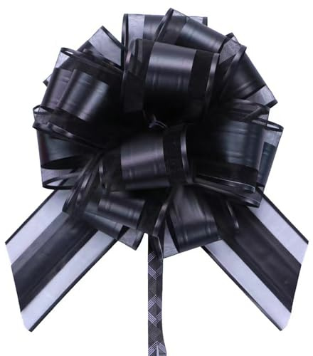 6 PCS Pull Bows for Gifts Wrapping - 6 Inch Black Gift for Presents, Party, Birthday, Holiday Boxes, Basket Packaging, Valentine's Day, Flower Decorations