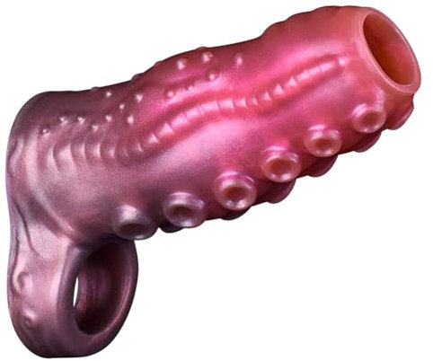 SXOVO Monster Penis Sleeve, Silikon Penishülle mit Hodenring, Penismanschetten, Penis Dildo Manschette, Sexspielzeug für Männer zür Penis Vergrößerung Verlängerung (L)