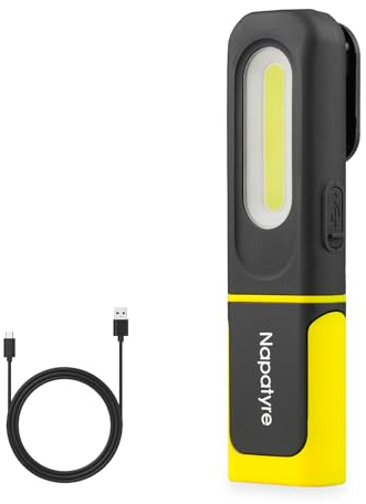 Napatyre Arbeitsleuchte Akku, 800LM Werkstattlampe LED Mit Haken Und Magnetfuß, 360° Drehbare 3 Lichtmodi Taschenlampe Aufladbar Für Auto Reparatur Camping Notfall (1 Stück)
