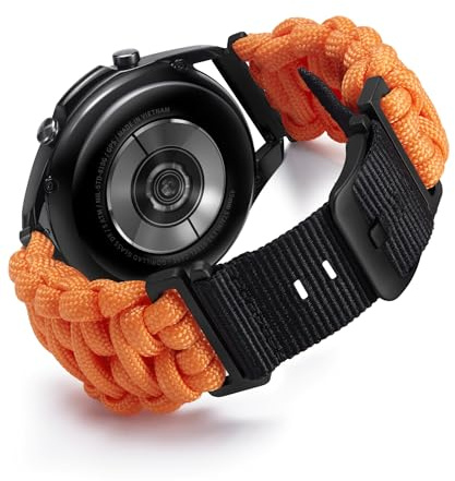 BINLUN 18MM/20MM/22MM Nylon Uhrenarmband Paracord Schnellverschluss Geflochtene Ersatzarmband Smartwatch Sport Schwarze & Silberne Schnalle Passend für Garmin/Passend für Samsung Galaxy