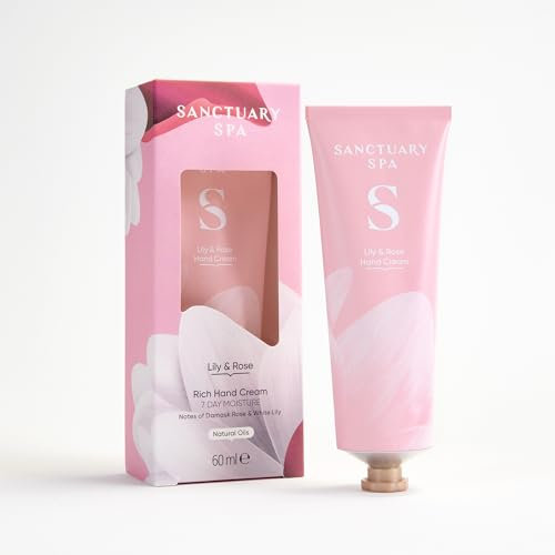 Sanctuary Spa Lily & Rose Rich Hand Cream, Moisturiser, Body Cream, Vegan and Cruelty Free 60ml