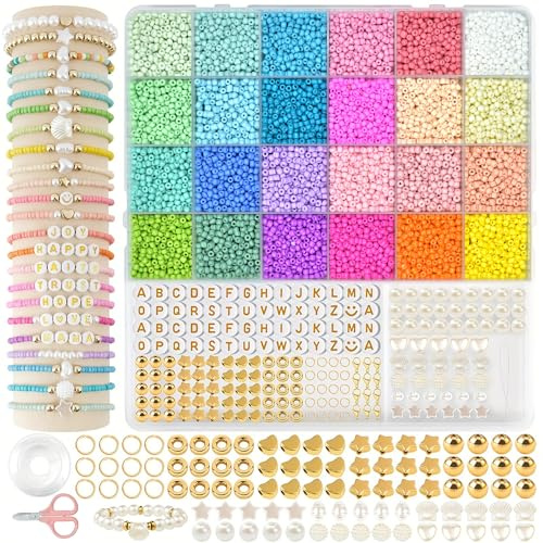 FZSECRIU 12000 24 Farben 3mm perlen für armbänder，armband selber machen set，armband set selber machen，perlen zum auffädeln，für Partys oder Geschenke