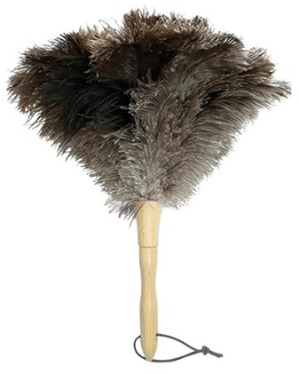 Plumeau en plumes d'autruche fait à la main avec manche en bois, plumeau Ostrich Feather Duster, longueur 30 cm (30 cm)