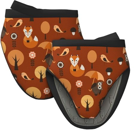 Ofenhandschuhe aus Silikon mit Eulenmotiv, hitzebeständig bis 260 °C, Kurze Ofenhandschuhe, waschbar, Küchenhandschuhe, rutschfeste Ofenhandschuhe, 2er-Set, Kochhandschuhe zum Backen, Grillen, Backen