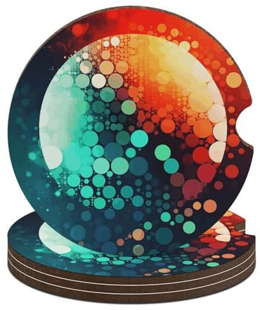 2 posavasos para coche, antideslizantes, absorbentes, abstractos, con puntos abstractos, accesorios universales para portavasos de coche con base de corcho de 2.6 pulgadas