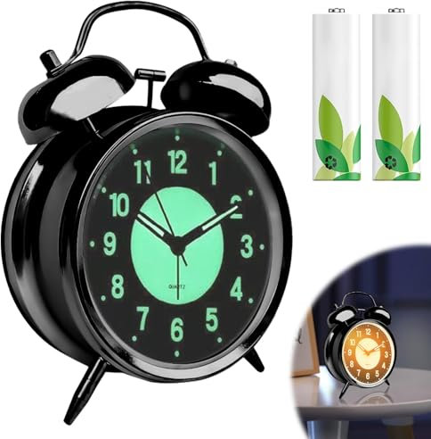 GBKDQQ Wecker Analog Ohne Ticken – Lauter Doppelglocken-Alarm für Tiefschläfer – Retro Design mit Batteriebetrieb – Leiser Analoger Wecker für Kinder, Erwachsene & Senioren – Einfache Bedienung