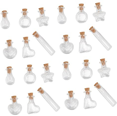 VOSAREA 60pcs Cork Glass Bottle Diy Jars Lids for Craft Round Storage Jar Handle