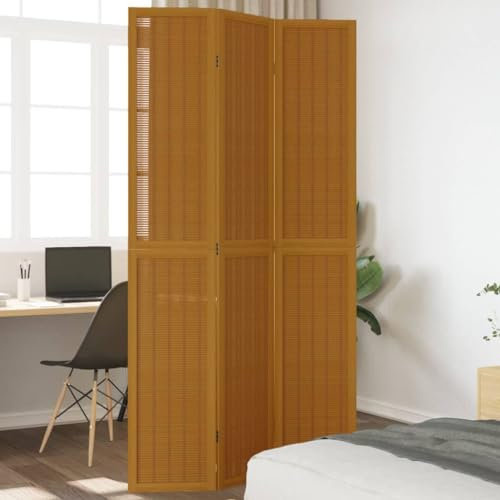 Mobilier d'extérieur Paravent 3 panneaux en bois massif marron paulownia