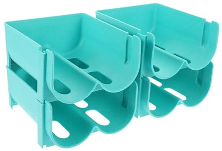 TOGEVAL Organizador de Bebidas Material PP sin Rebabas Apilable de 4 Piezas y Gran Capacidad en Color Azul, Estante para Almacenar Bebidas en Cocina y Hogar