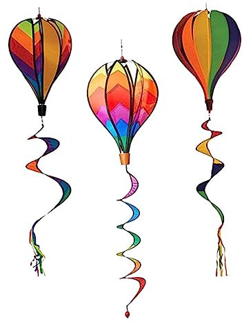 KONTONTY Montgolfière Decoration en PVC Faciles à Installer, Lot de 3, Girouettes Suspendues à Texture Réaliste, pour Décoration Festive Extérieure